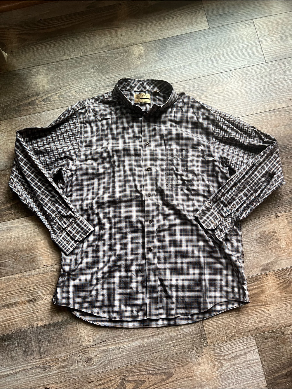 Roundtree & Yorke Gold Label Shirt Men’s Plaid Button Down Long Sleeve Non Iron